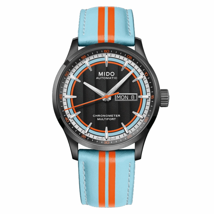 Montre Mido Multifort Chronometer 1 Racer Auto Cadran Noir Bracelet Cuir 42MM