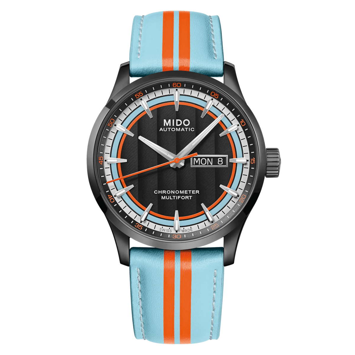 Montre Mido Multifort Chronometer 1 Racer Auto Cadran Noir Bracelet Cuir 42MM