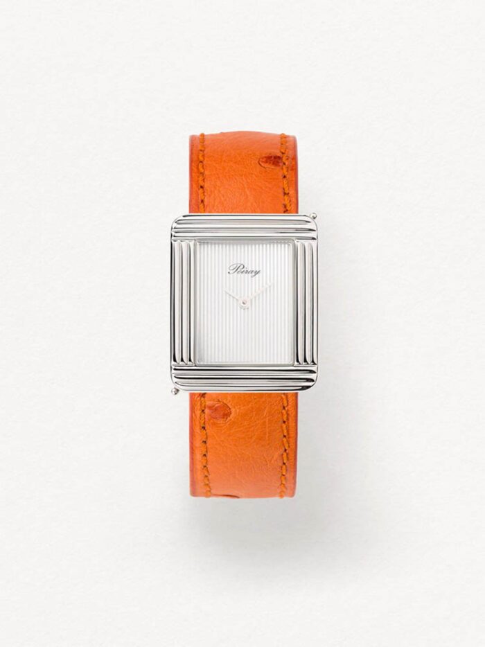 Montre Poiray Ma Première Grand Modèle Cadran Gris Bracelet Cuir