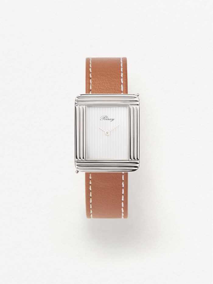 Montre Poiray Ma Première Grand Modèle Cadran Gris Bracelet Cuir