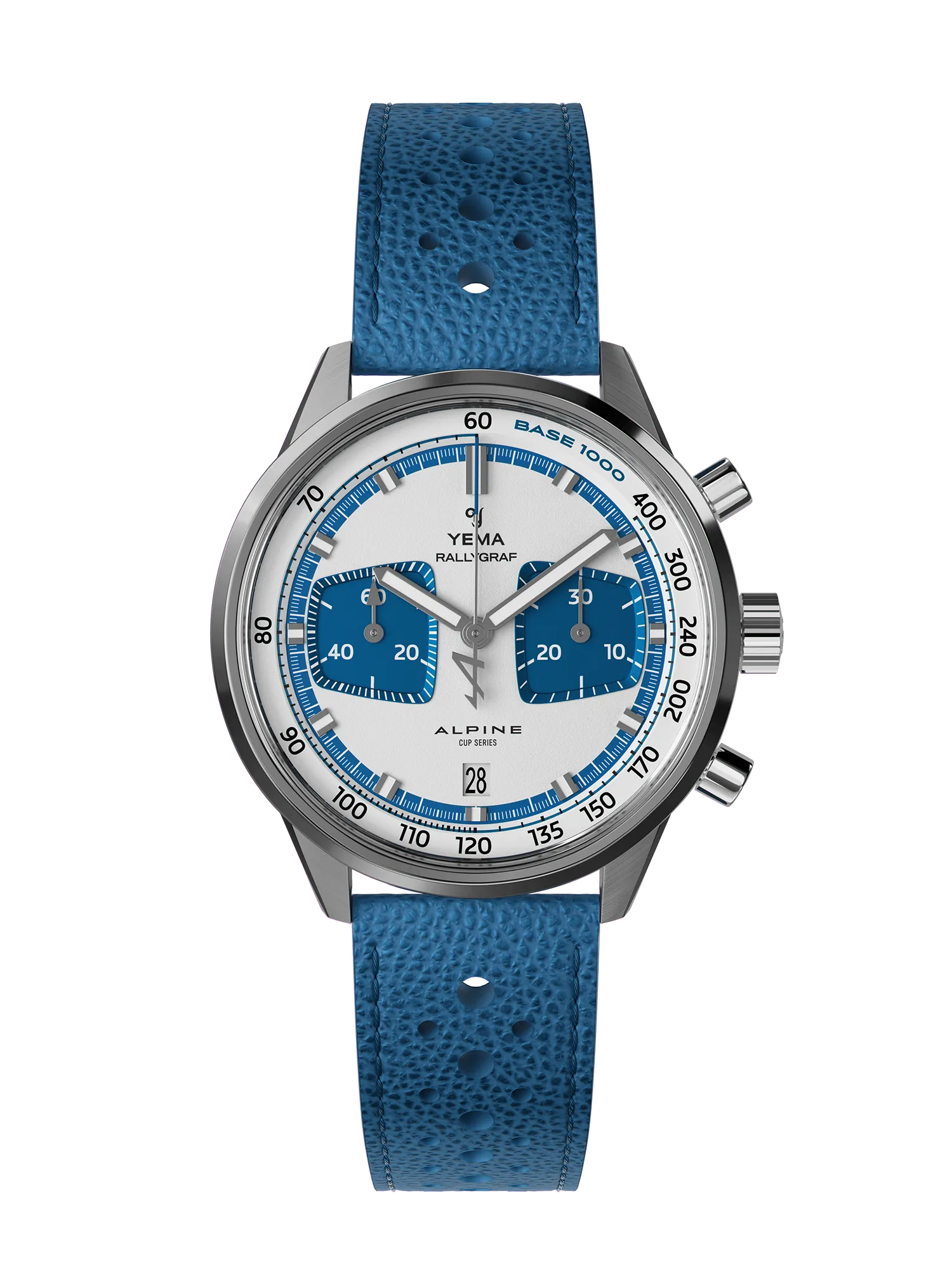 Montre Yema Rallygraf Alpine Cup Series Limited Chrono Auto Cadran Bleu Bracelet Cuir 41MM