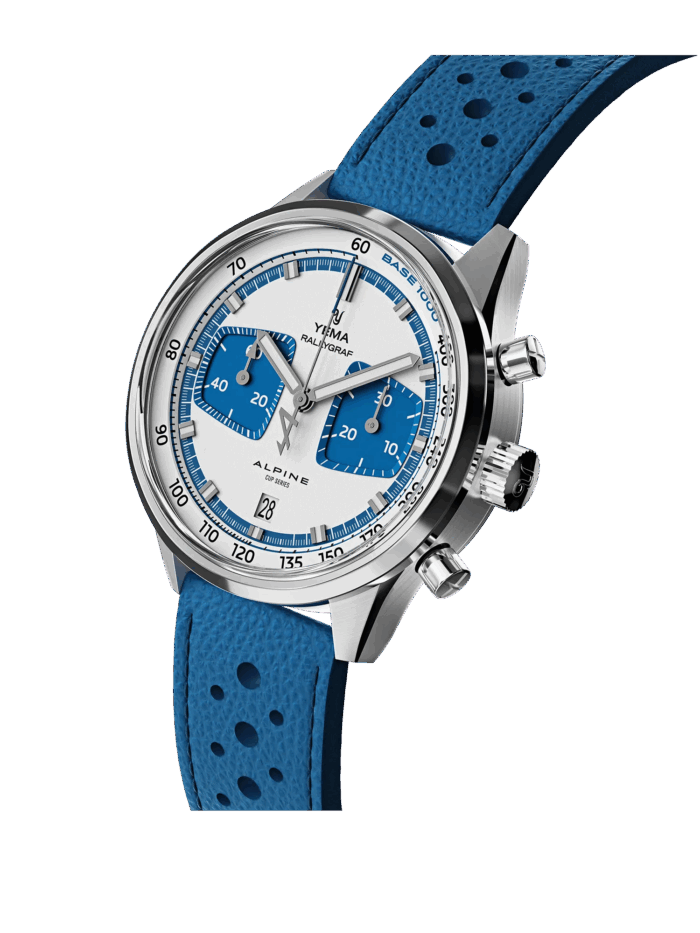 Montre Yema Rallygraf Alpine Cup Series Limited Chrono Auto Cadran Bleu Bracelet Cuir 41MM