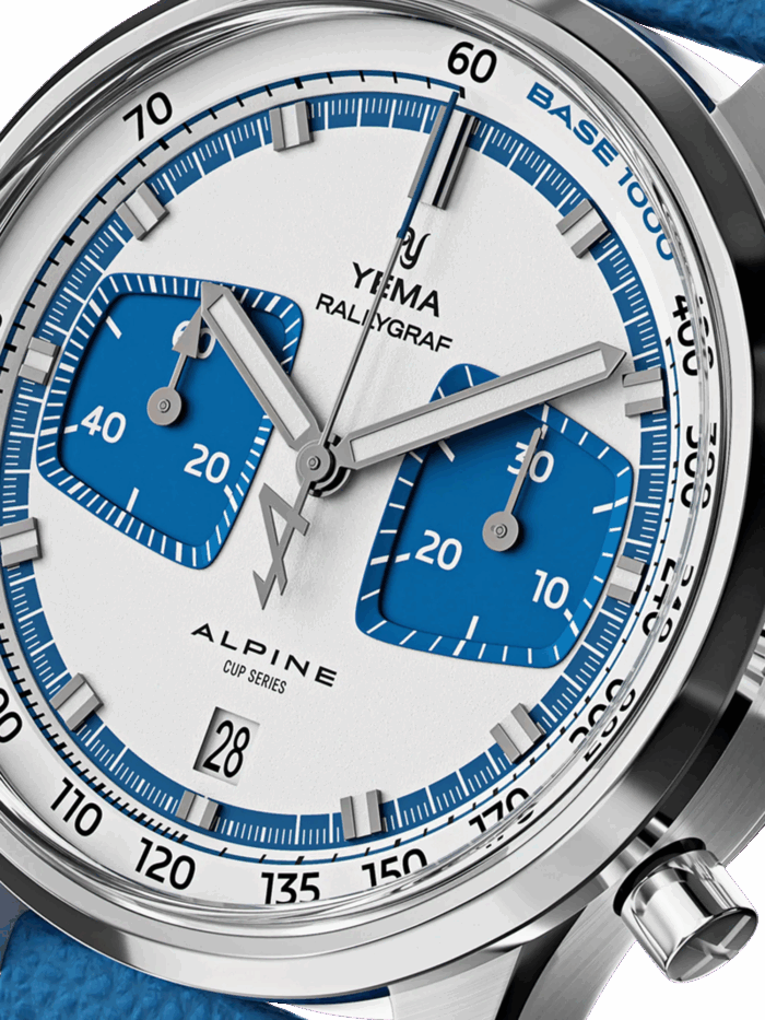 Montre Yema Rallygraf Alpine Cup Series Limited Chrono Auto Cadran Bleu Bracelet Cuir 41MM