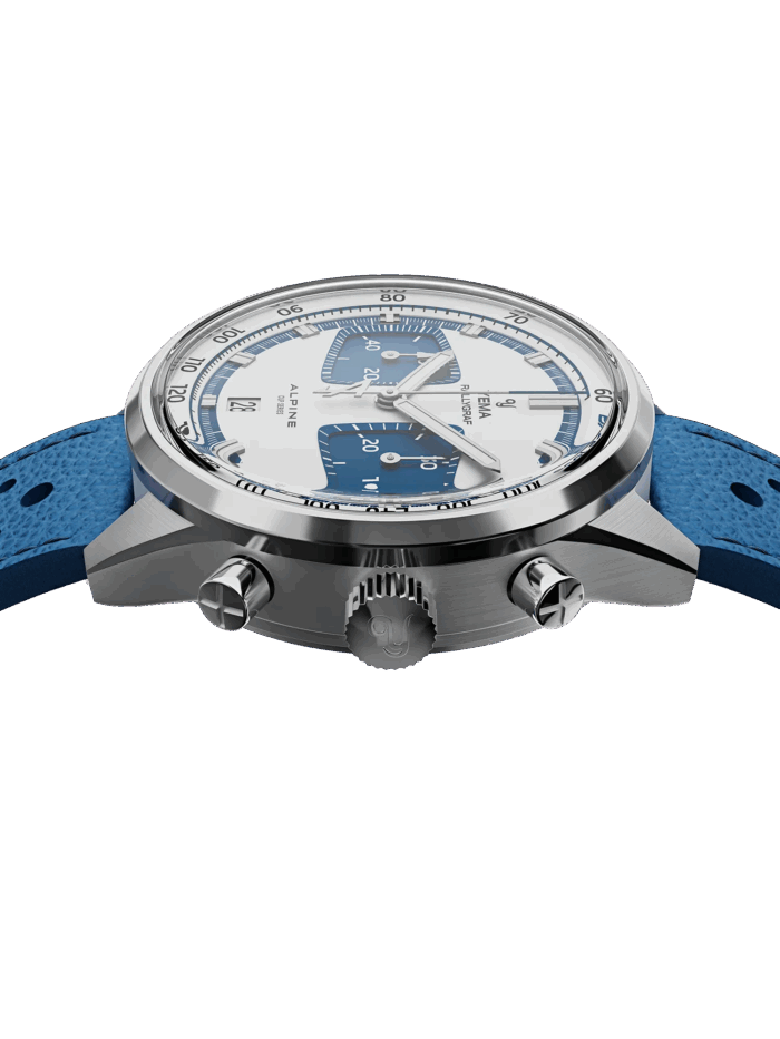 Montre Yema Rallygraf Alpine Cup Series Limited Chrono Auto Cadran Bleu Bracelet Cuir 41MM