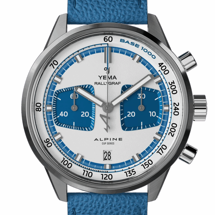 Montre Yema Rallygraf Alpine Cup Series Limited Chrono Auto Cadran Bleu Bracelet Cuir 41MM