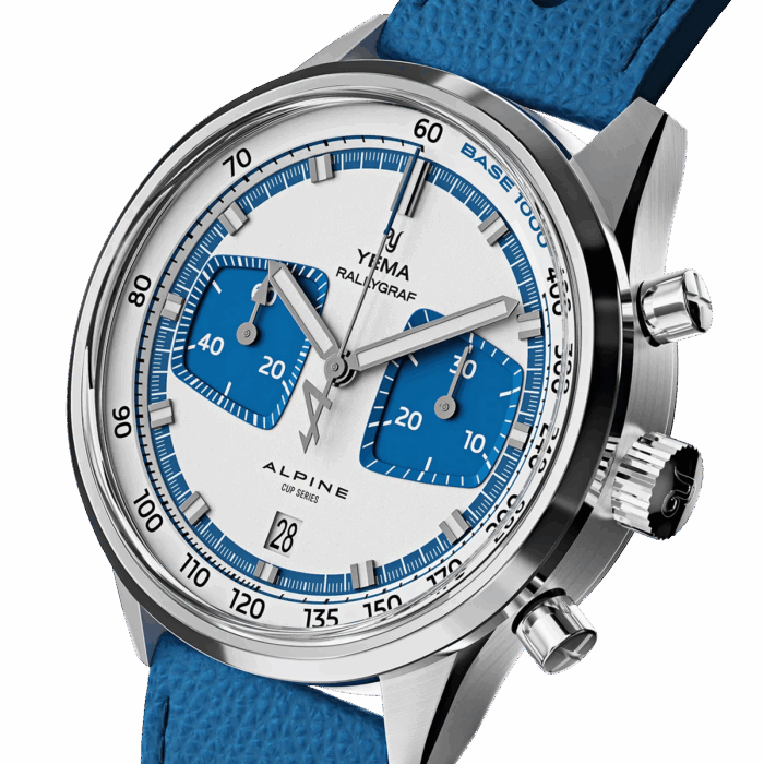 Montre Yema Rallygraf Alpine Cup Series Limited Chrono Auto Cadran Bleu Bracelet Cuir 41MM