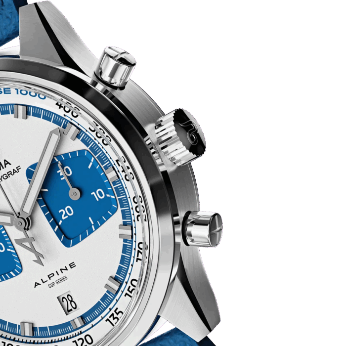 Montre Yema Rallygraf Alpine Cup Series Limited Chrono Auto Cadran Bleu Bracelet Cuir 41MM