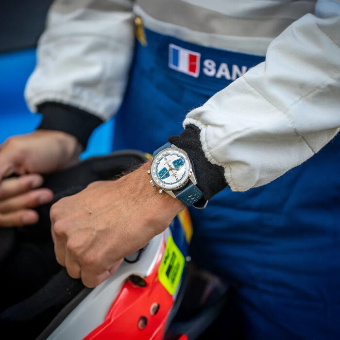 Montre Yema Rallygraf Alpine Cup Series Limited Chrono Auto Cadran Bleu Bracelet Cuir 41MM