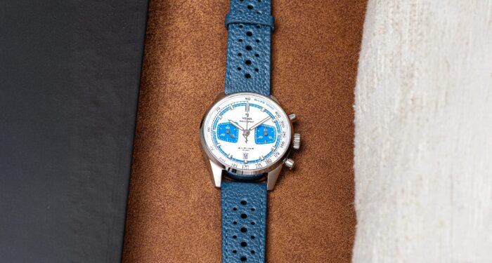 Montre Yema Rallygraf Alpine Cup Series Limited Chrono Auto Cadran Bleu Bracelet Cuir 41MM