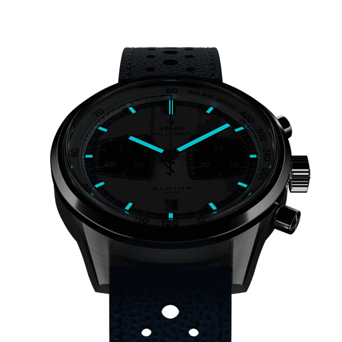Montre Yema Rallygraf Alpine Cup Series Limited Chrono Auto Cadran Bleu Bracelet Cuir 41MM