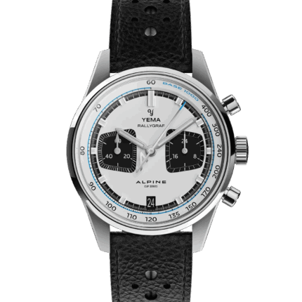Montre Yema Rallygraf Alpine Cup Series Meca-Quartz Cadran Blanc Bracelet Cuir 39MM