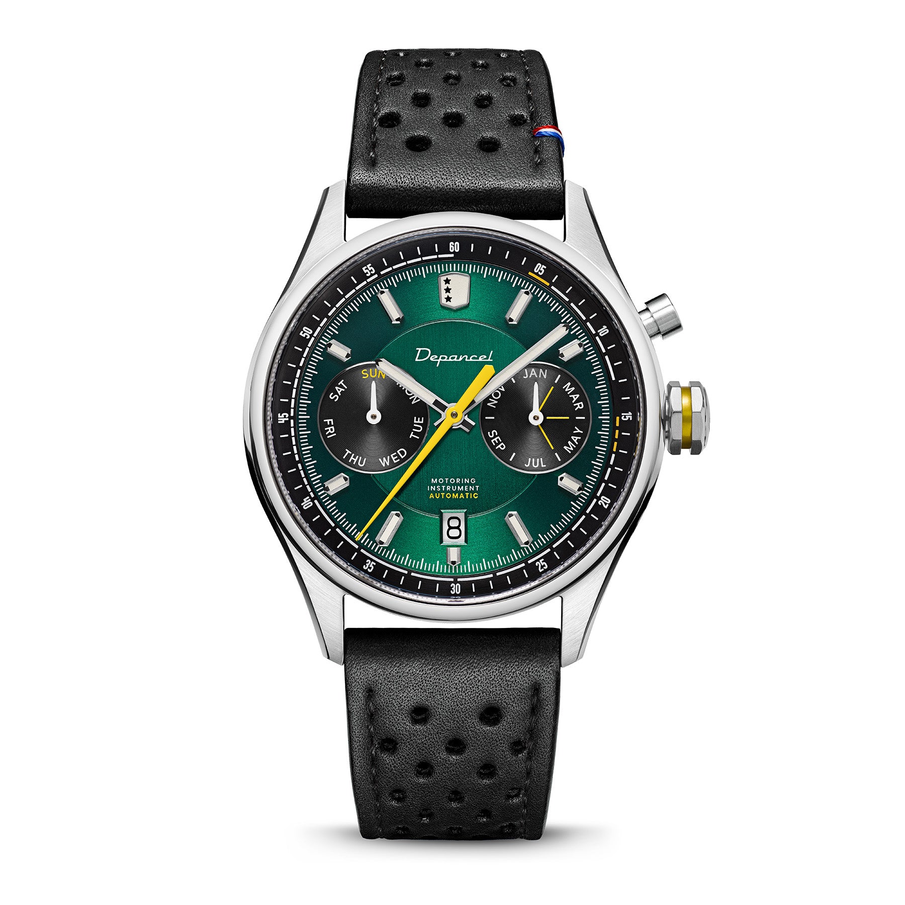 Montre Depancel Autosport Green Auto Cadran Vert Bracelet Cuir 39MM