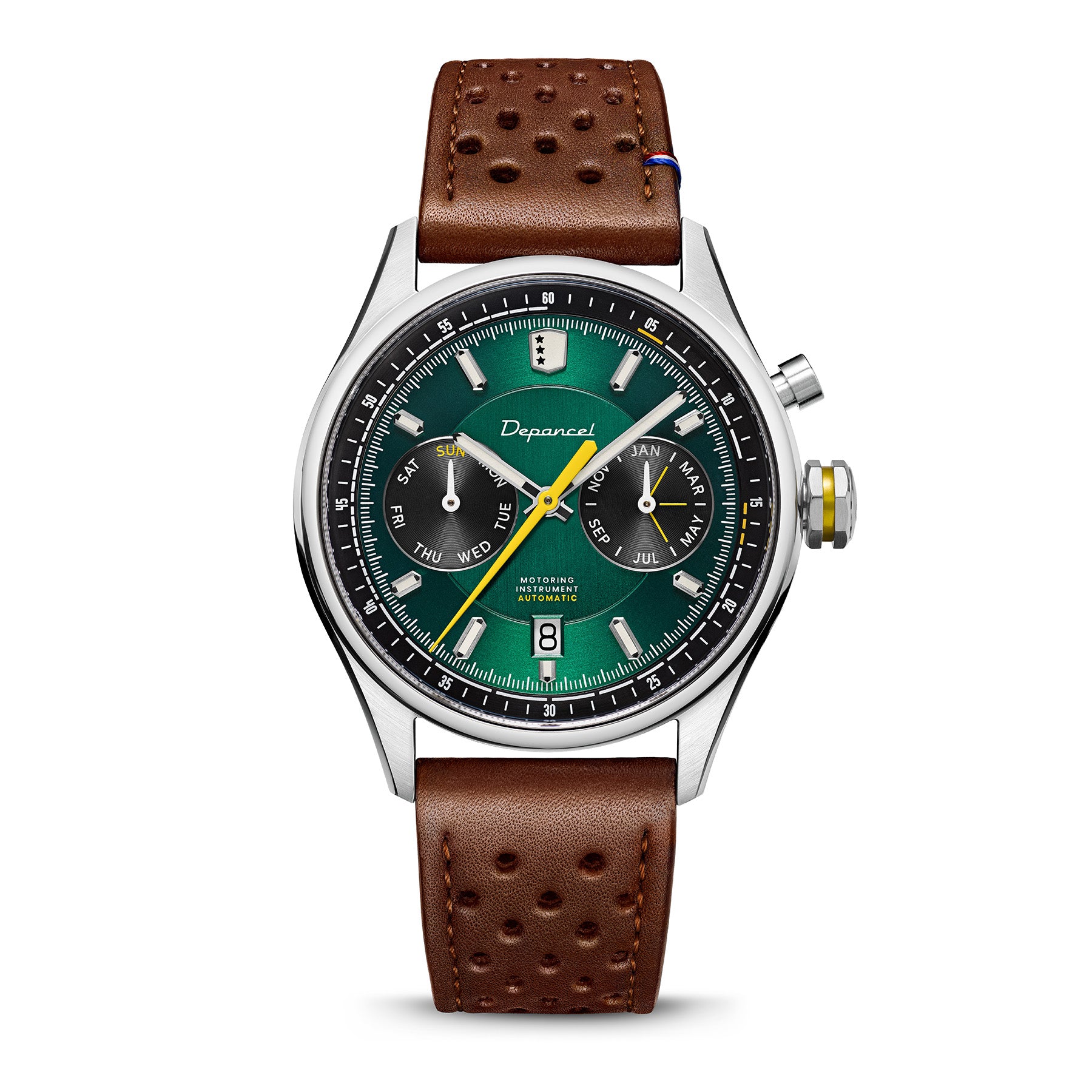 Montre Depancel Autosport Green Auto Cadran Vert Bracelet Cuir 39MM