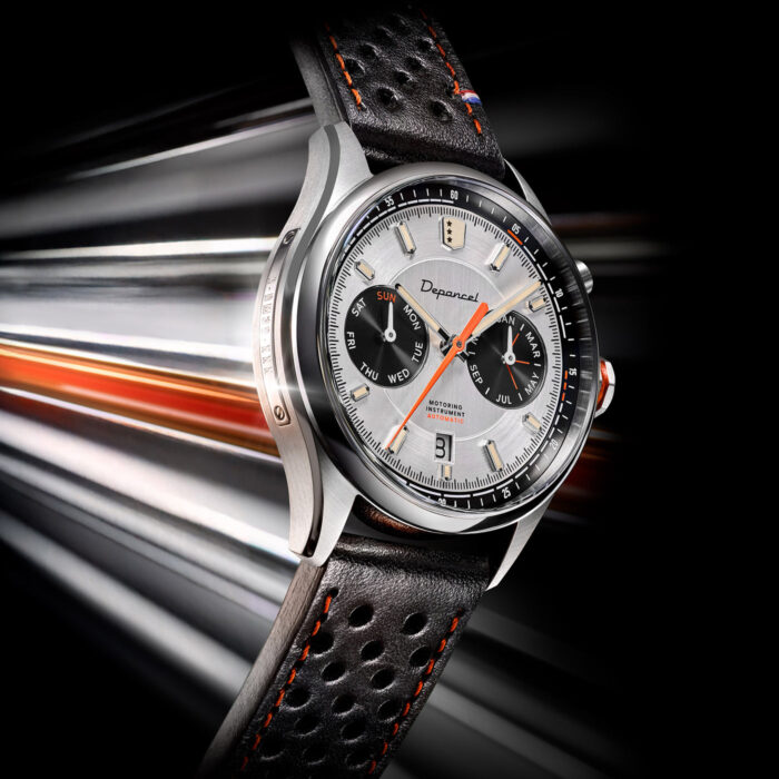 Montre Depancel Autosport Silver Auto Cadran Argenté Bracelet Cuir 39MM Montre Depancel Autosport Silver Auto Cadran Argenté Bracelet Cuir 39MM