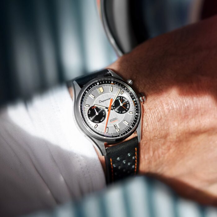 Montre Depancel Autosport Silver Auto Cadran Argenté Bracelet Cuir 39MM Montre Depancel Autosport Silver Auto Cadran Argenté Bracelet Cuir 39MM