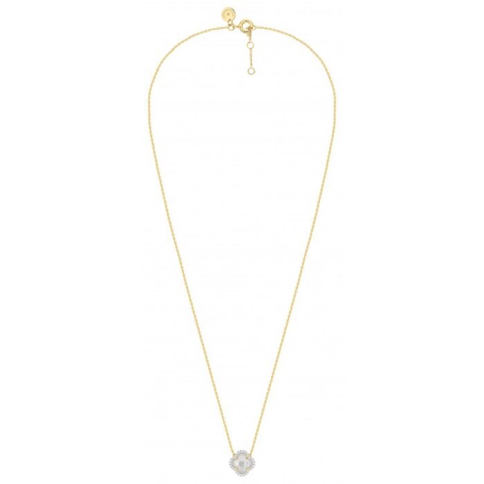 Collier Morganne Bello Victoria Mini Nacre Blanche et Diamants Or Jaune Collier Morganne Bello Victoria Mini Nacre Blanche et Diamants Or Jaune