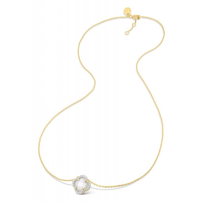 Collier Morganne Bello Victoria Mini Nacre Blanche et Diamants Or Jaune Collier Morganne Bello Victoria Mini Nacre Blanche et Diamants Or Jaune