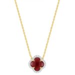 Collier Morganne Bello Victoria Mini Quartz Rouge et Diamants Or Jaune