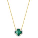 Collier Morganne Bello Victoria Mini Agate Verte et Diamants Or Jaune