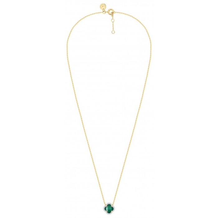 Collier Morganne Bello Victoria Mini Agate Verte et Diamants Or Jaune Collier Morganne Bello Victoria Mini Agate Verte et Diamants Or Jaune