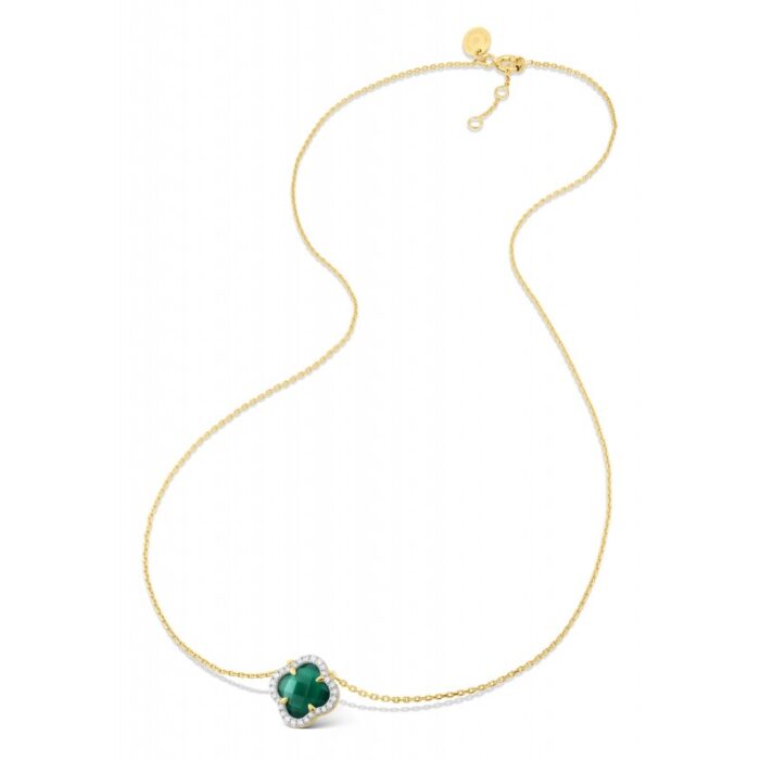 Collier Morganne Bello Victoria Mini Agate Verte et Diamants Or Jaune Collier Morganne Bello Victoria Mini Agate Verte et Diamants Or Jaune