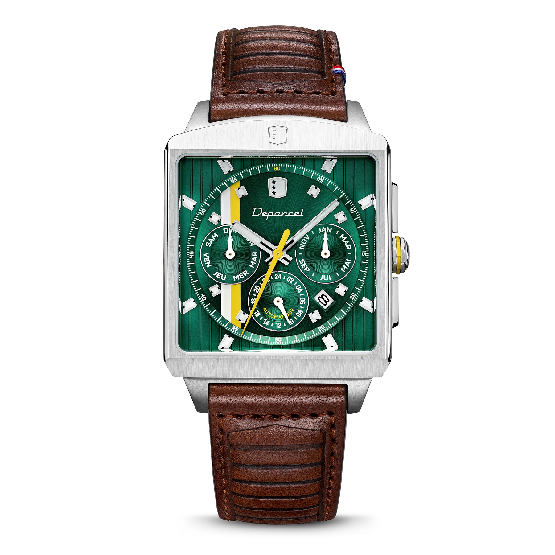 Montre Depancel Série R01 Green Auto Cadran Vert Bracelet Cuir 43MM