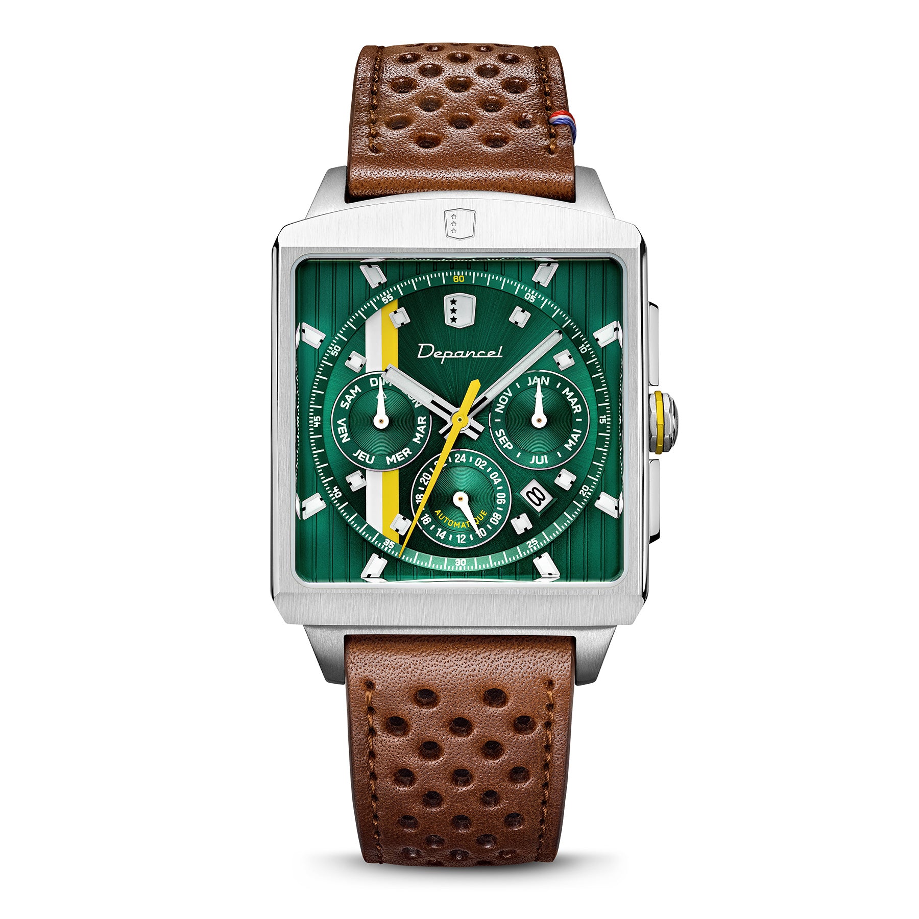 Montre Depancel Série R01 Green Auto Cadran Vert Bracelet Cuir 43MM