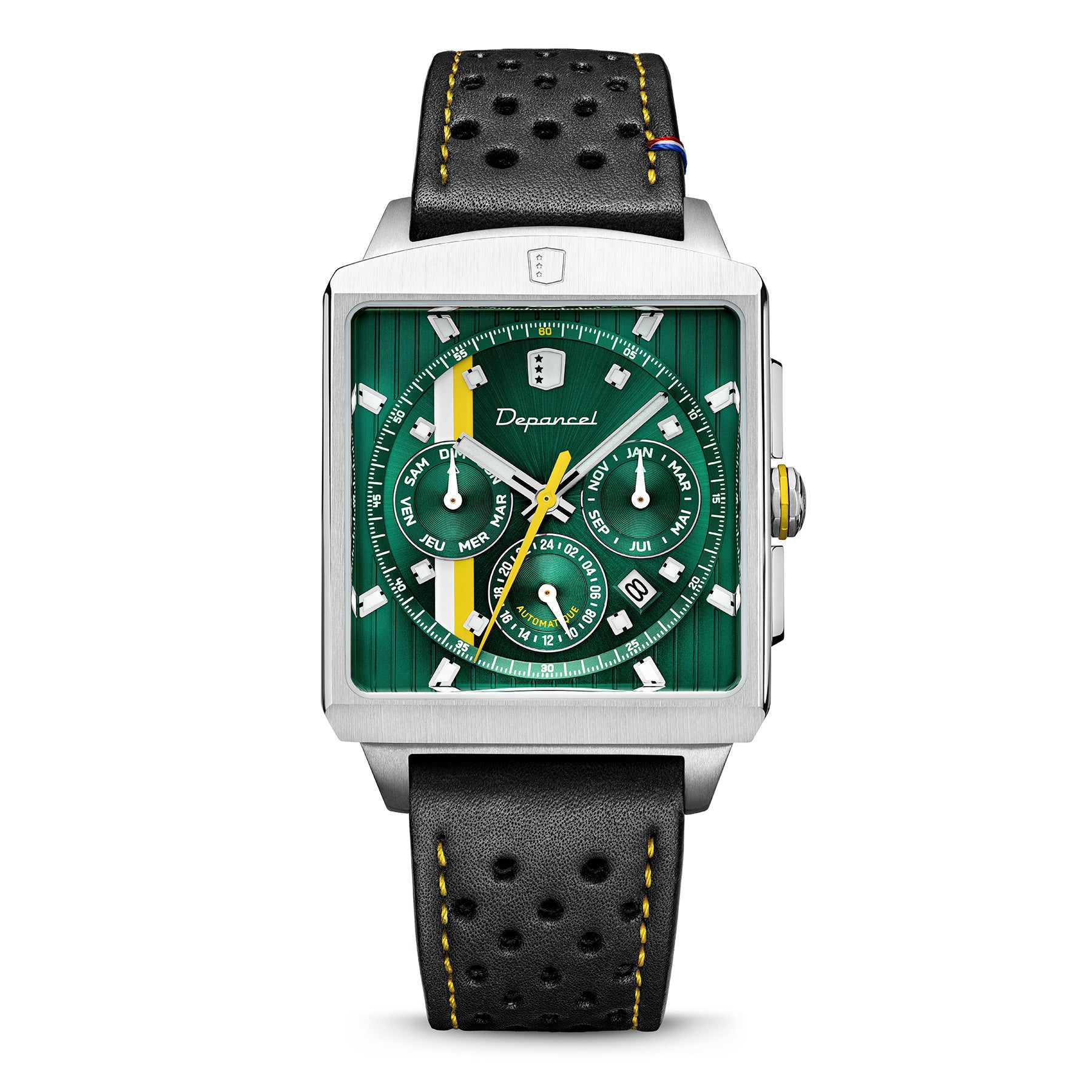 Montre Depancel Série R01 Green Auto Cadran Vert Bracelet Cuir 43MM