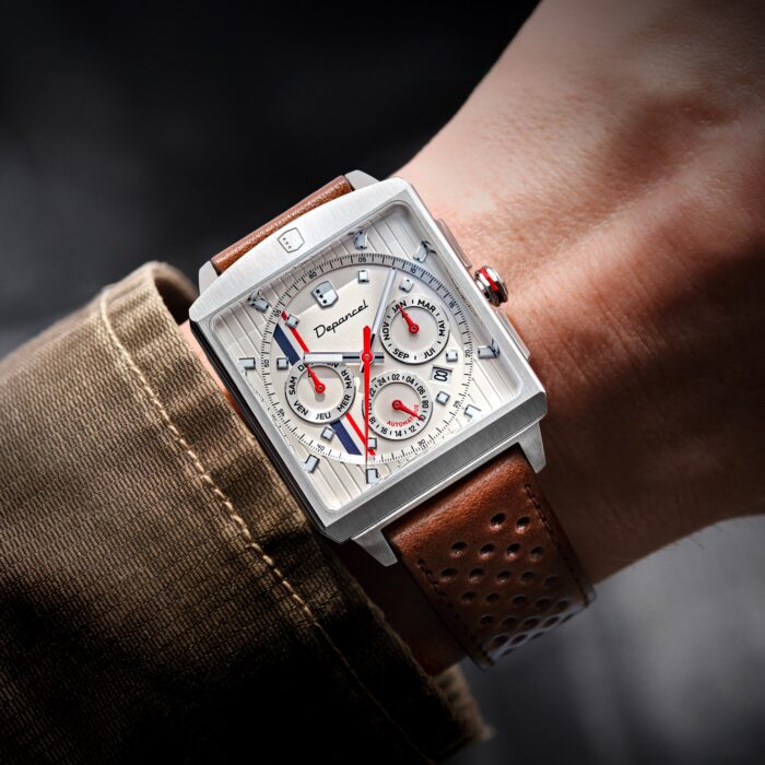 Montre Depancel Série R01 Ivory Auto Cadran Blanc Bracelet Cuir 43MM Montre Depancel Série R01 Ivory Auto Cadran Blanc Bracelet Cuir 43MM