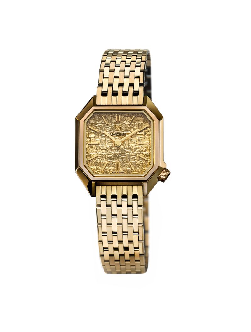 Montre MARCH LA.B Lady Mansart Tweed Gold Quartz Cadran Doré Bracelet Acier Montre MARCH LA.B Lady Mansart Tweed Gold Quartz Cadran Doré Bracelet Acier