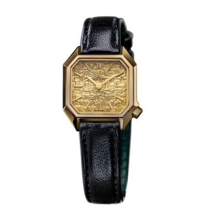 Montre MARCH LA.B Lady Mansart Tweed Gold Quartz Cadran Doré Bracelet Cuir