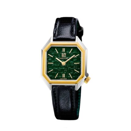 Montre MARCH LA.B Lady Mansart Tweed Emerald Quartz Cadran Vert Bracelet Cuir