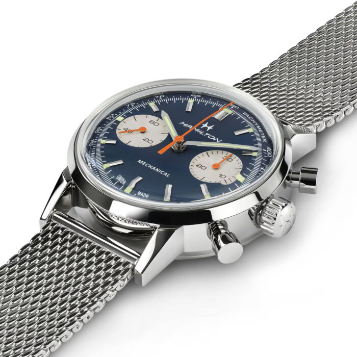 Montre Hamilton American Classic Intra-Matic Chronographe H Cadran Bleu Bracelet Cuir 40mm – Image 11