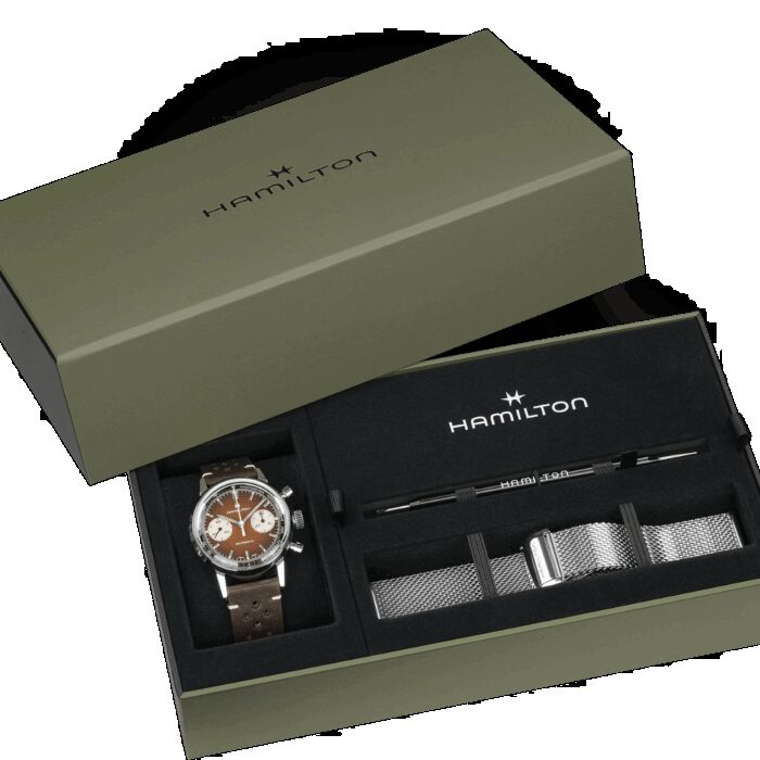 Montre Hamilton American Classic Intra-Matic Chronographe H Cadran Brun Bracelet Cuir 40mm – Image 2