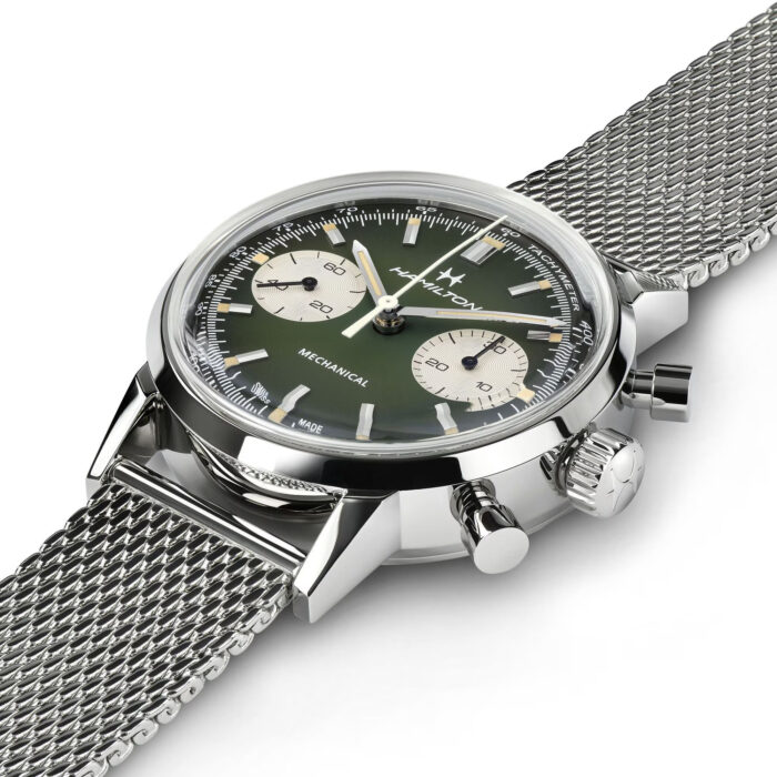 Montre Hamilton American Classic Intra-Matic Chronographe H Cadran Vert Bracelet Cuir 40mm – Image 11