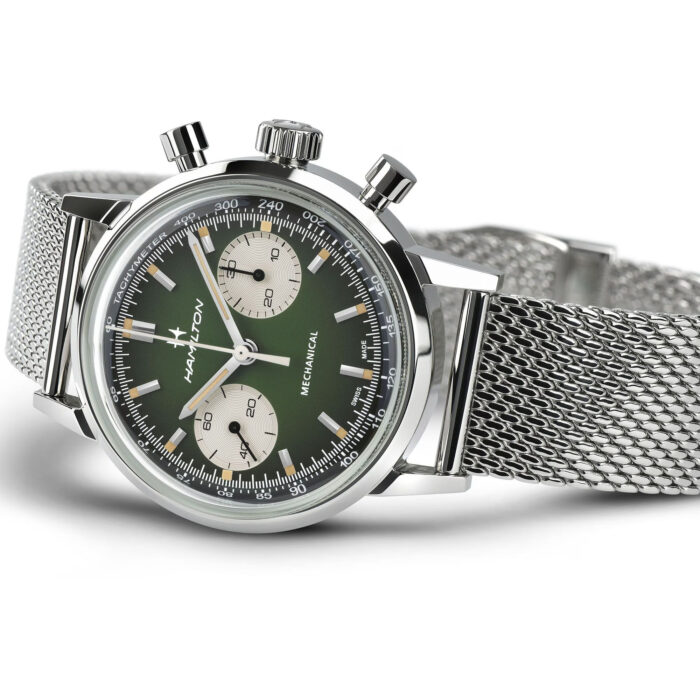 Montre Hamilton American Classic Intra-Matic Chronographe H Cadran Vert Bracelet Cuir 40mm – Image 12