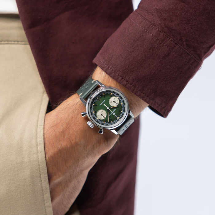 Montre Hamilton American Classic Intra-Matic Chronographe H Cadran Vert Bracelet Cuir 40mm – Image 13