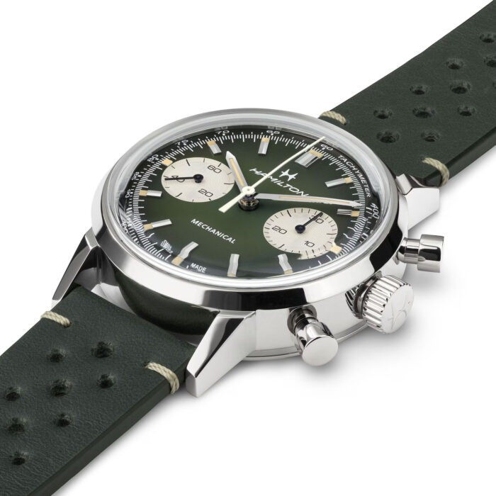 Montre Hamilton American Classic Intra-Matic Chronographe H Cadran Vert Bracelet Cuir 40mm – Image 4