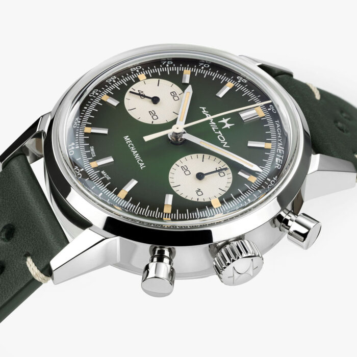 Montre Hamilton American Classic Intra-Matic Chronographe H Cadran Vert Bracelet Cuir 40mm – Image 7