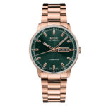 Montre Mido Commander Datoday Cadran Vert Bracelet Acier inoxydable PVD Rose