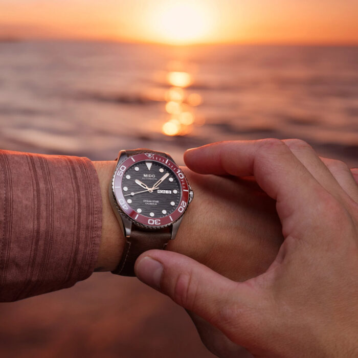 Montre Mido Ocean Star 200C Cadran Noir Bracelet Cuir – Image 4