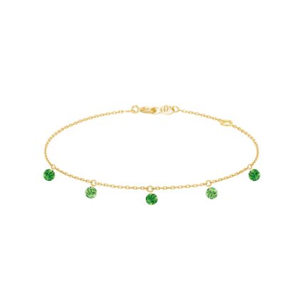 Bracelet La Brune & La Blonde Confetti Vert 5 pierres 0.65 carat or jaune