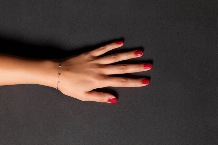 Bracelet La Brune & La Blonde Confetti Bleu 5 pierres 0.65 carat or blanc – Image 3