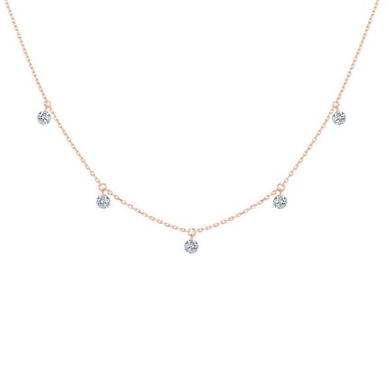 Collier La Brune & La Blonde 360° 5 diamants 0.35 carat or rose