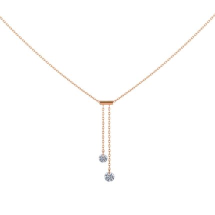 Collier La Brune & La Blonde 360° Cravate Diamant 0.20 carat or rose