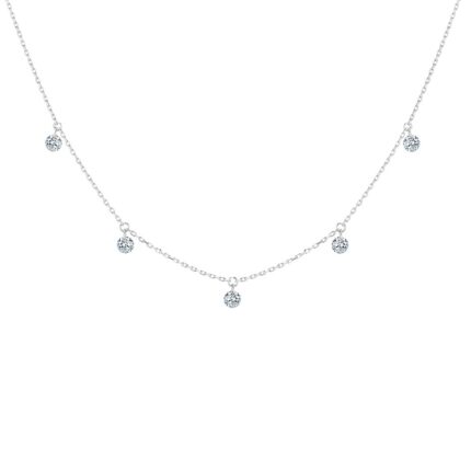 Collier La Brune & La Blonde 360° 5 diamants 0.35 carat or blanc