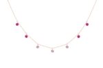 Collier Confetti Rose La Brune & La Blonde Or Rose 7 saphirs roses