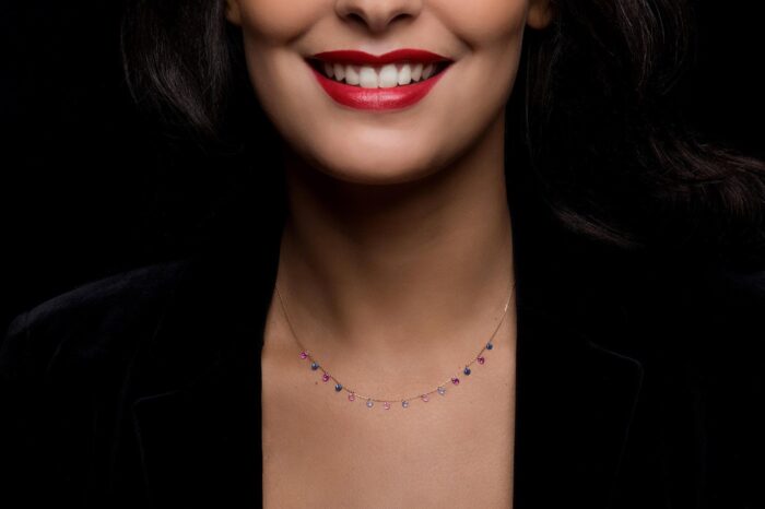 Collier La Brune & La Blonde Confetti Rio or rose 14 pierres 1,8ct – Image 4