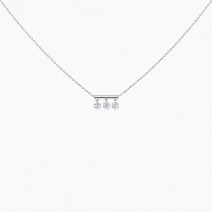 Collier La Brune & La Blonde PAMPILLES Or Blanc 0,30ct