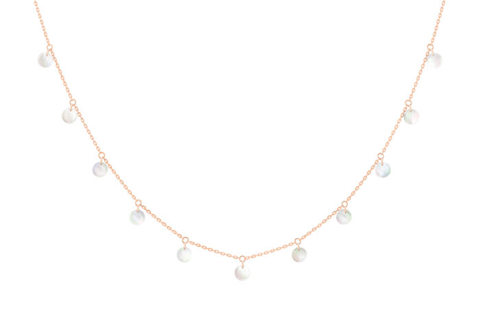 Collier La Brune & La Blonde Polka 11 Nacre Blanche Or Rose 42cm – Image 2